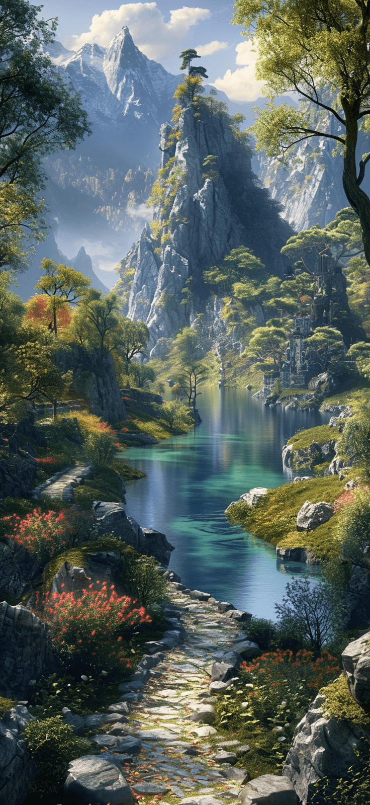 736x1600 river wallpaper Nimo AI