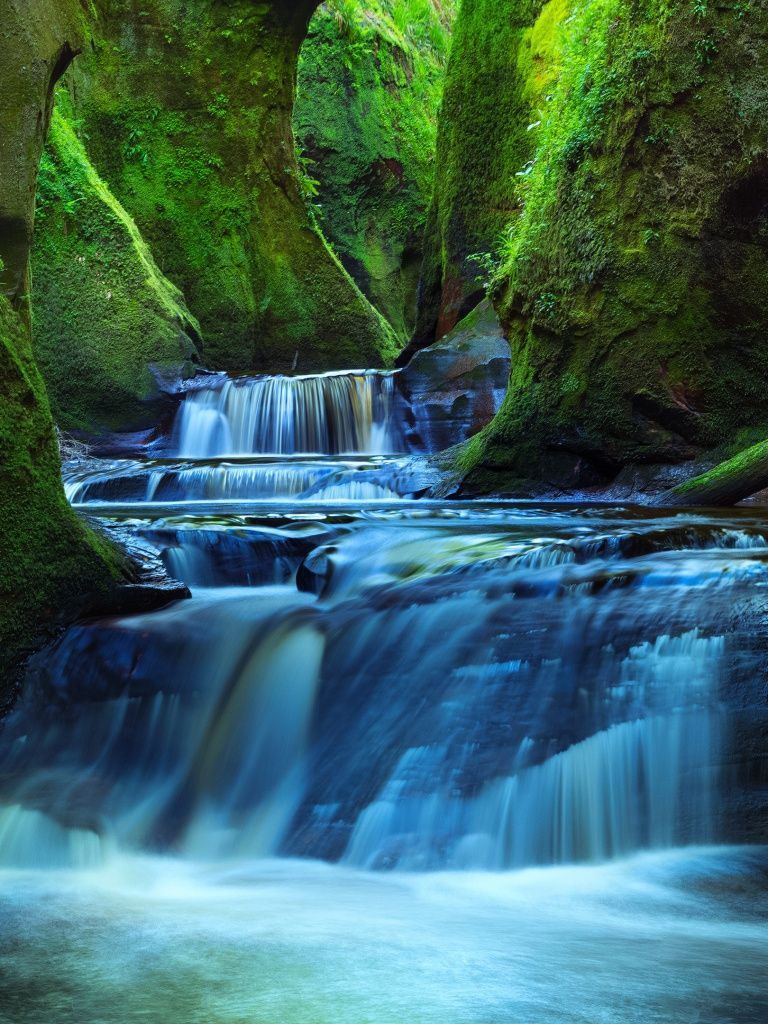 768x1024 Finnich Glen Wallpaper 4K, River