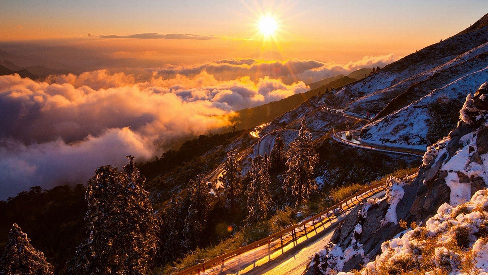 1920x1080 Snow Sunrise Wallpaper