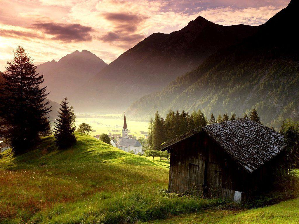 1024x768 Log Cabin Wallpaper