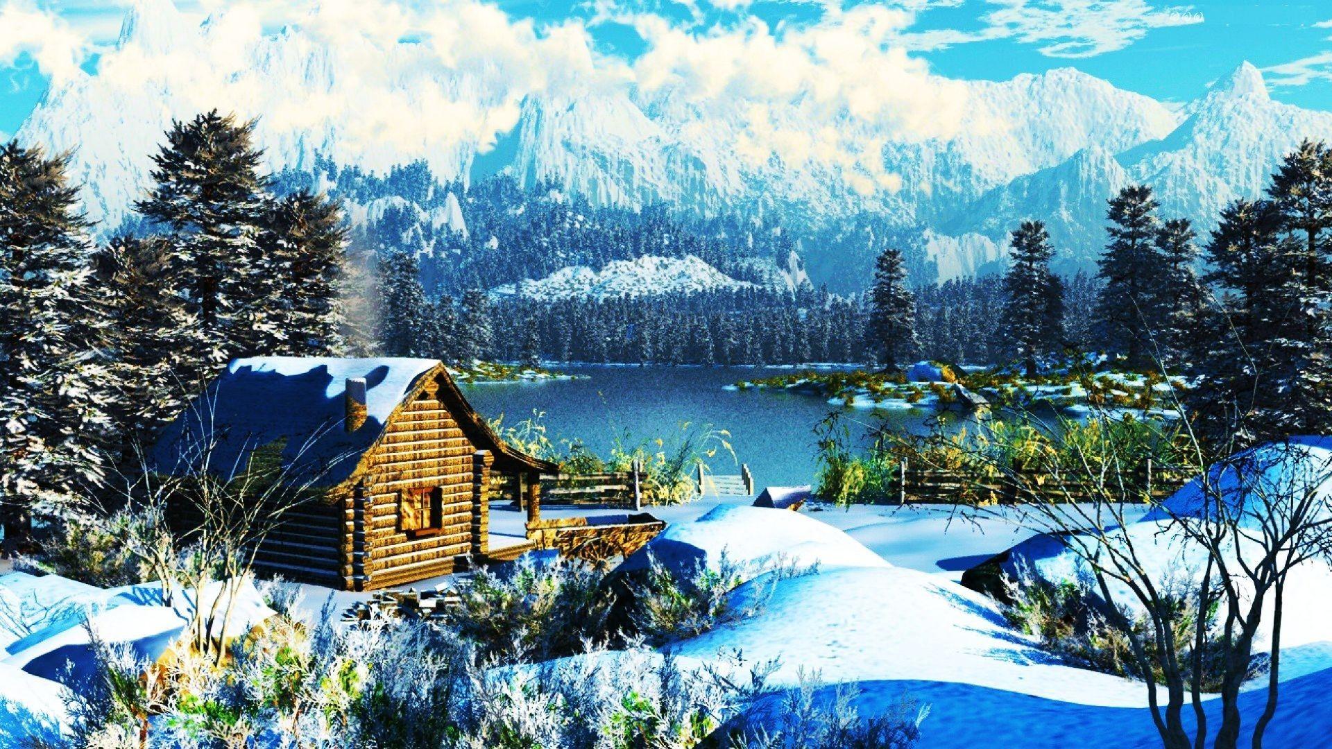 1920x1080 Log Cabin Wallpaper