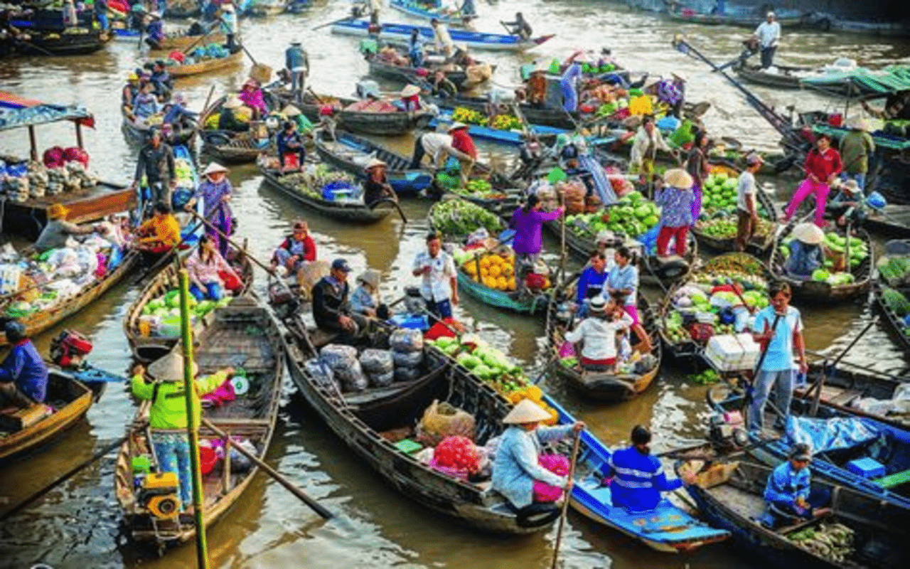 1280x800 Vietnam floating market wallpaper