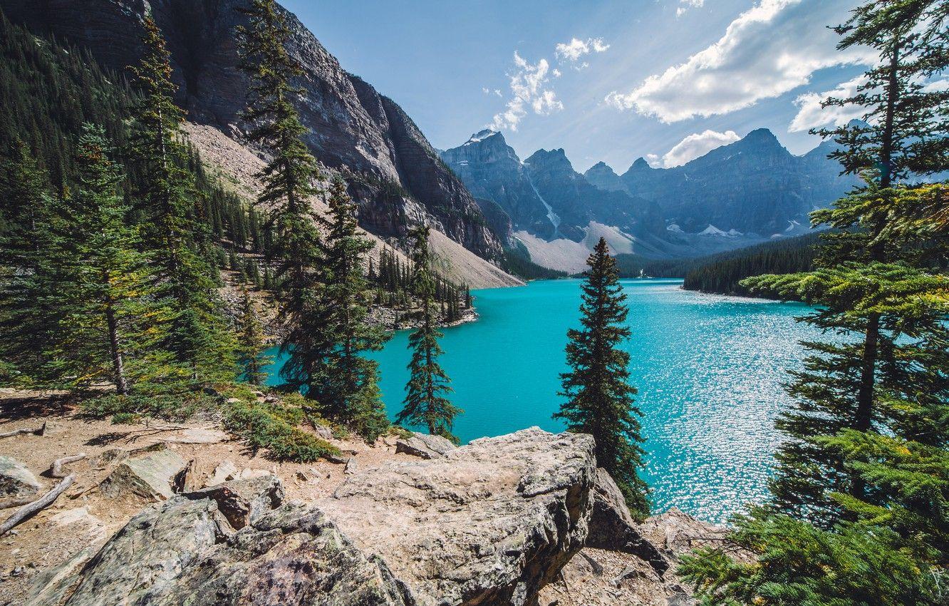 1332x850 Wallpaper forest, mountains, lake, Canada, Canada, Moraine