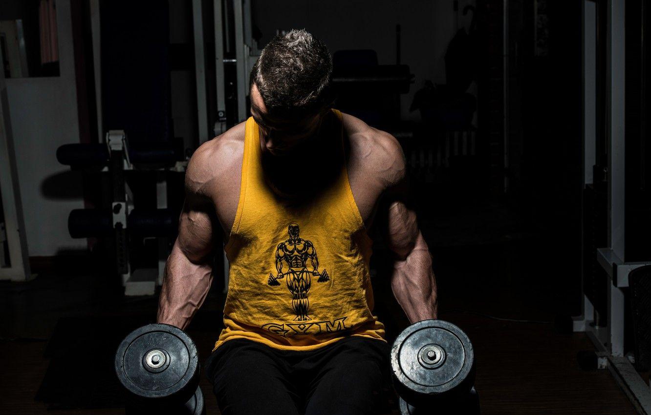 1332x850 Wallpaper muscles, gym, dumbbells, bodybuilder image