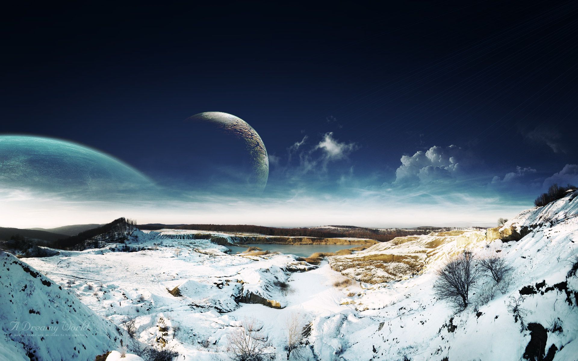 1920x1200 Dreamy Sky Snow Landscape Wallpaper