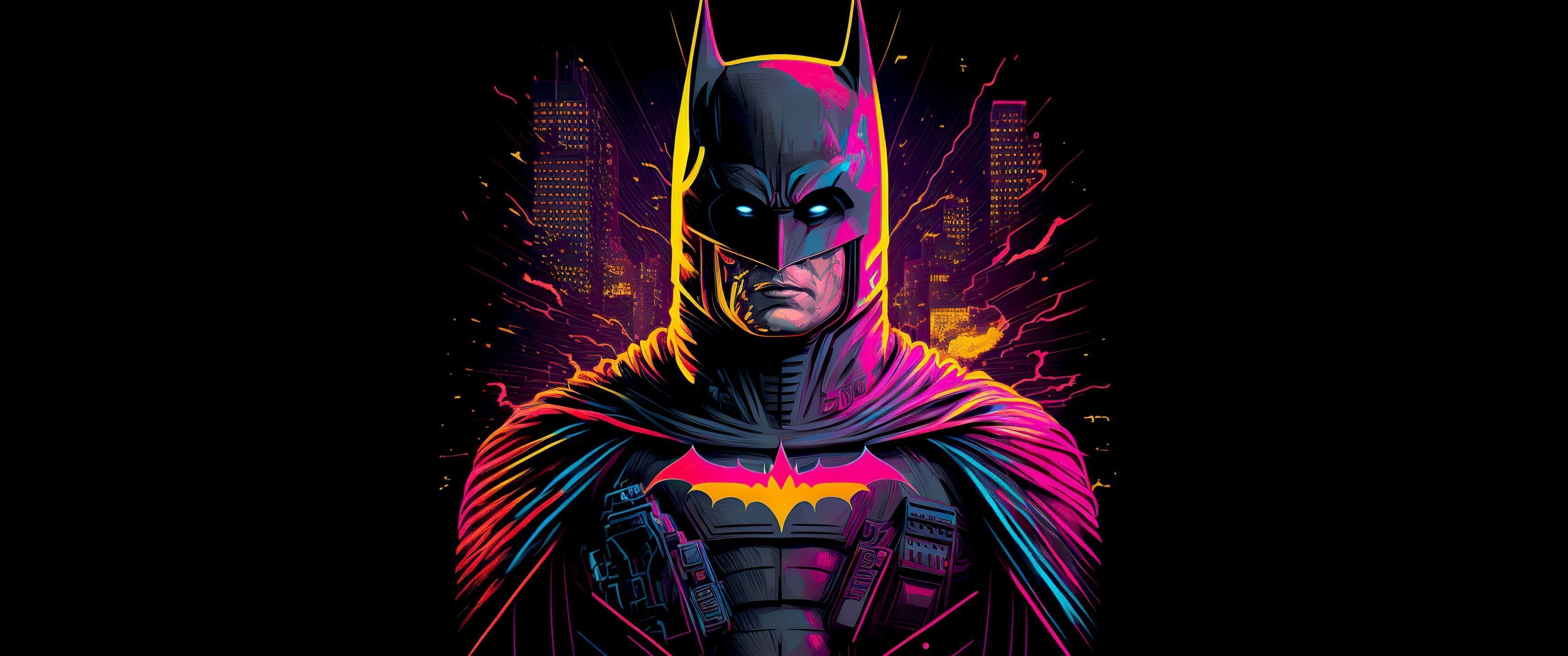 3440x1440 Batman Wallpaper 4K, Neon art, Dark