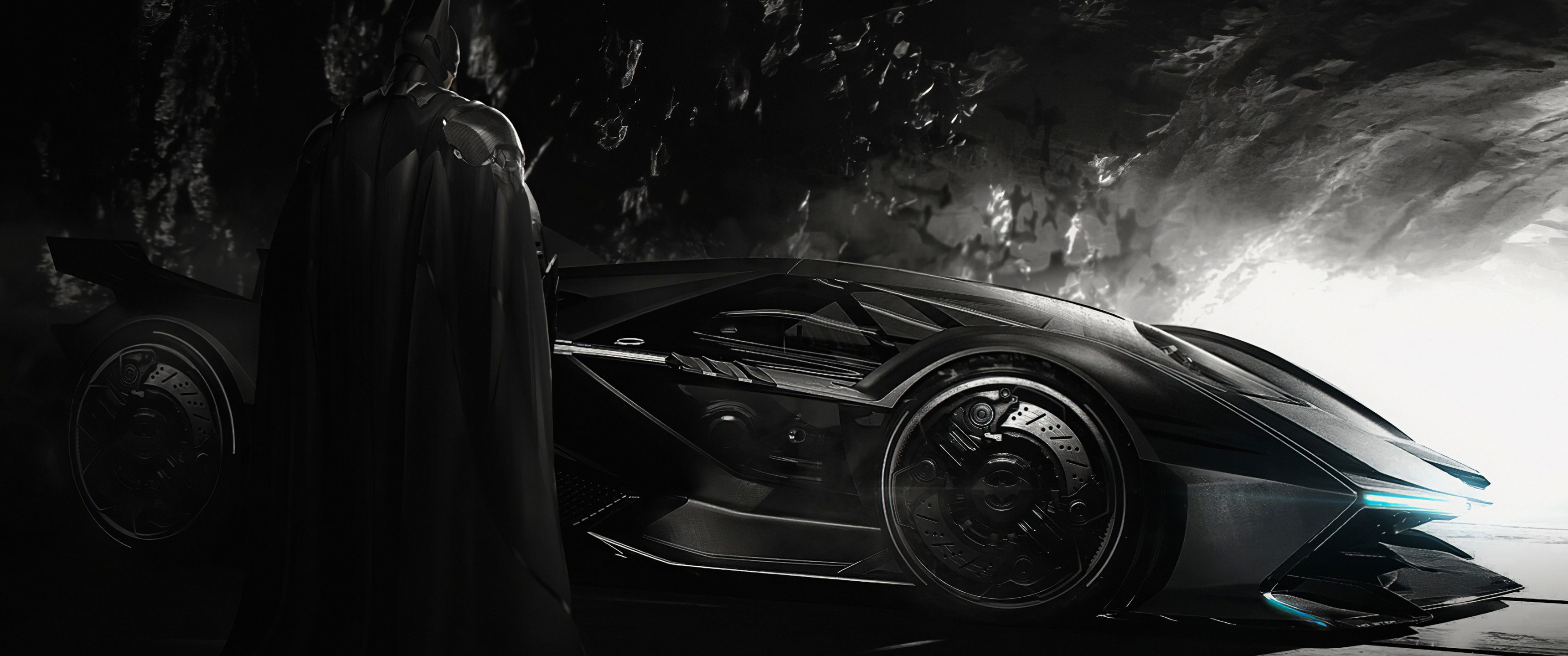 3440x1440 Batman Wallpaper 4K, Batmobile, Batcave