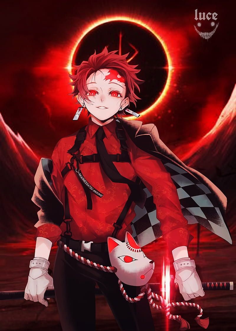 800x1120 Neon Tanjiro, anime, black, demon slayer, oled, HD phone wallpaper