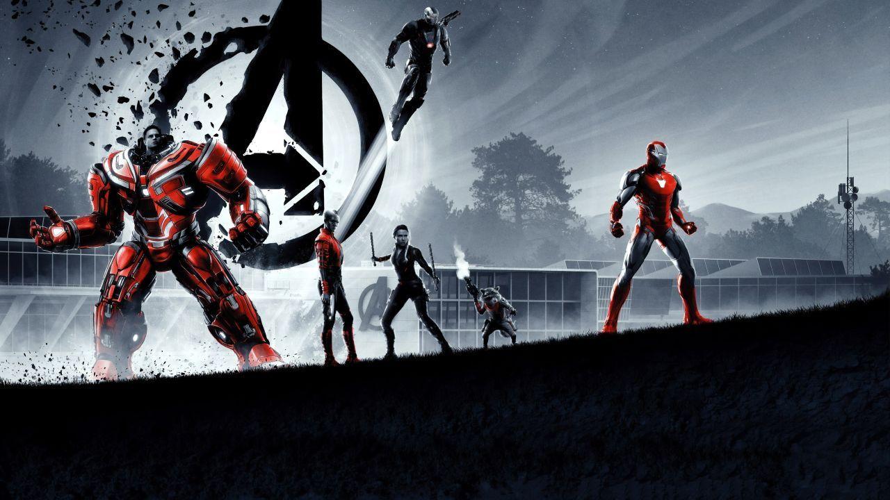 1280x720 Wallpaper Avengers: Endgame, Hulkbuster, War Machine, Black