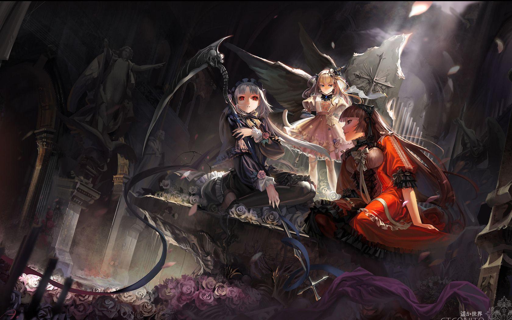 1680x1050 Anime scythe girl wallpaperx1050