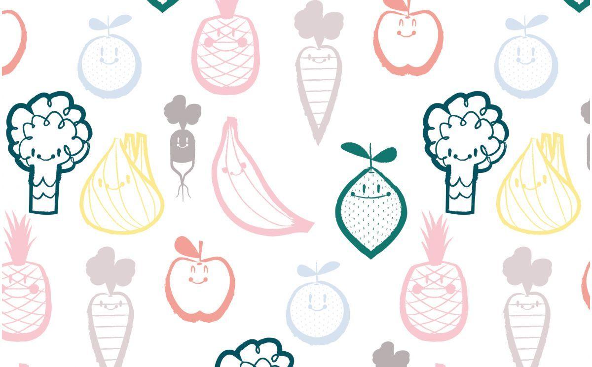 1200x745 FRUIT AND VEGGIE NURSERY WALLPAPER Room Wall Murals