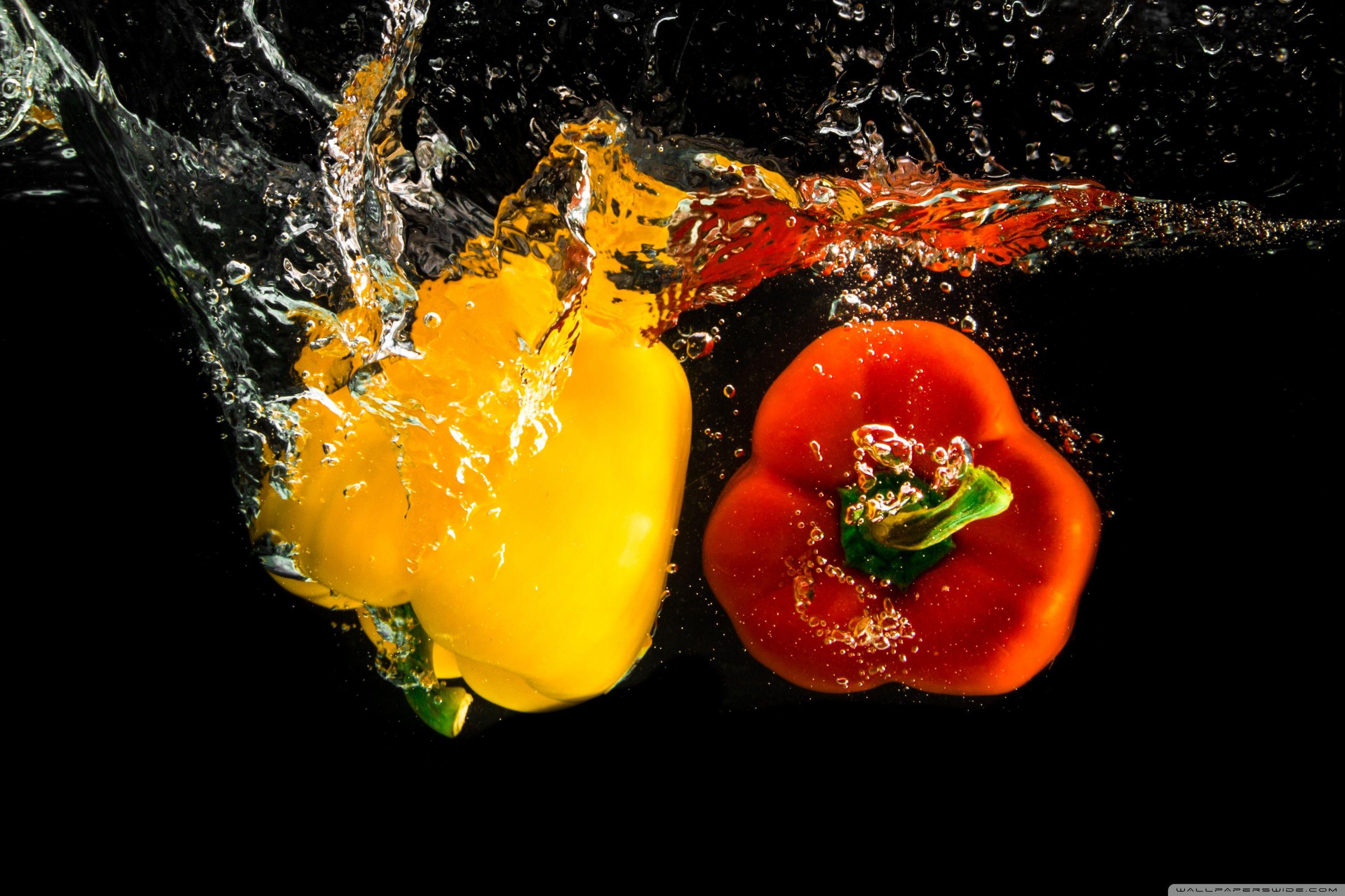 3000x2000 Pepper Vegetables Underwater ❤ 4K HD Desktop Wallpaper