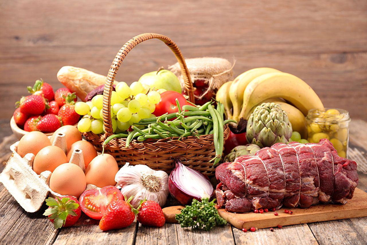 1280x853 Desktop Wallpaper Eggs Garlic Grapes Bananas Food Fruit