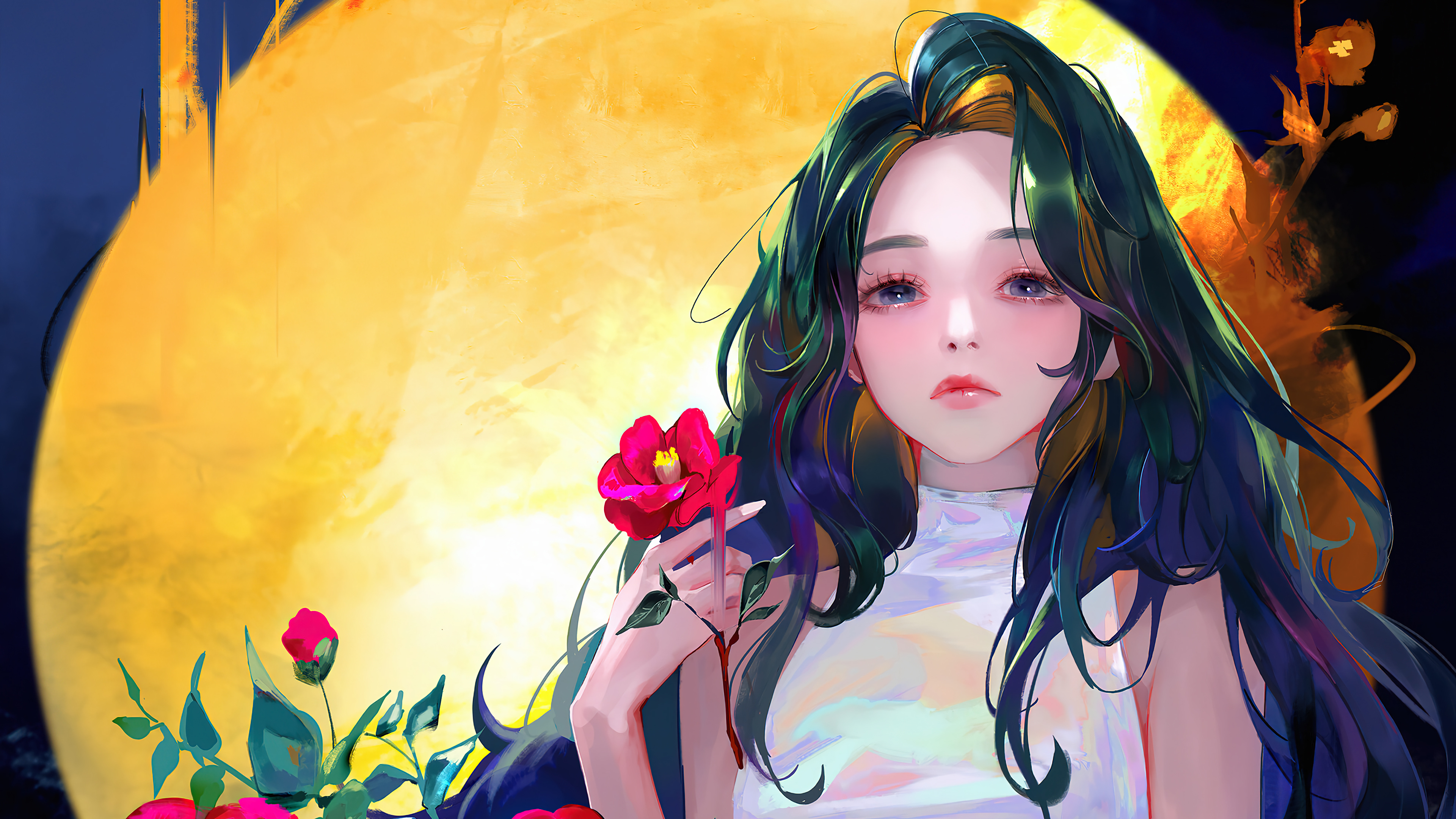 3840x2160 Beautiful Anime Girl Art 4K Wallpaper