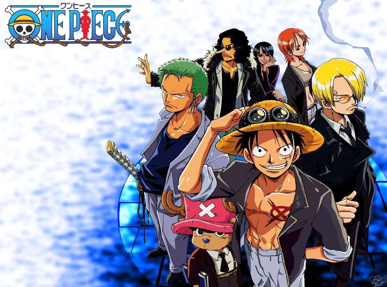 1595x1182 Download One Piece Anime Blue And White