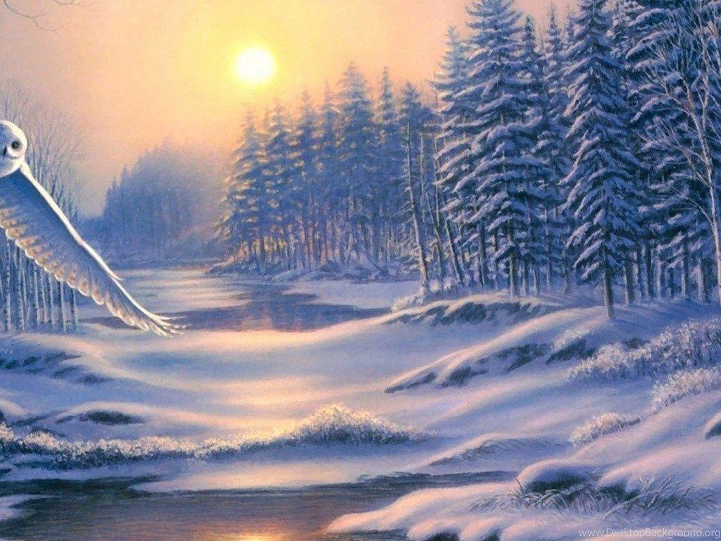 1024x768 Illustrations iPhone 6 Plus Wallpaper Winter Landscape