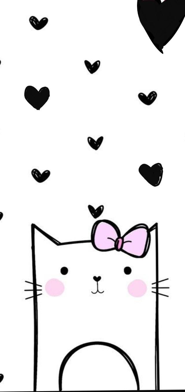 640x1350 Cute Cat- Girly Wallpaper