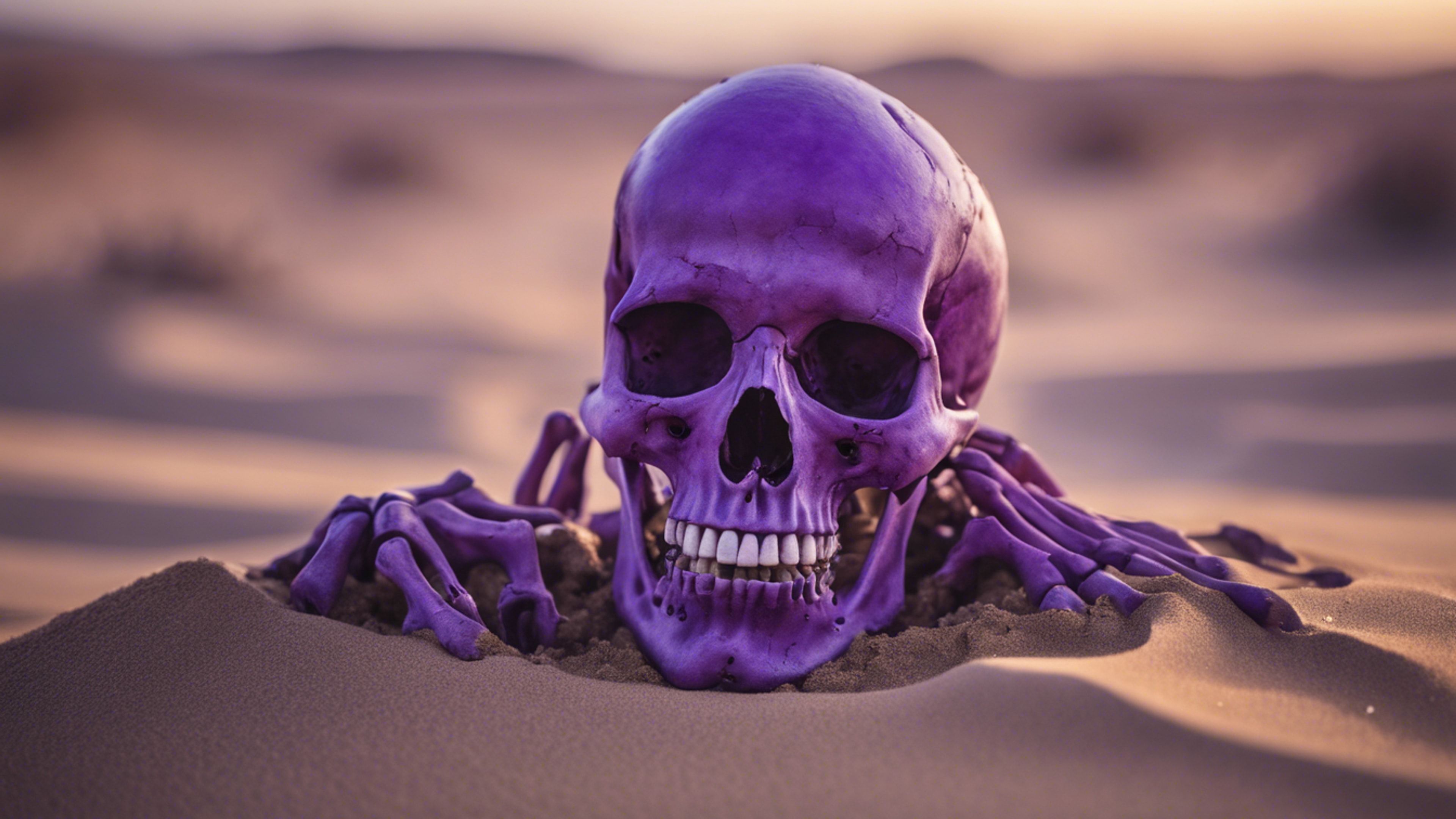 3840x2160 A purple skeleton buried in the desert