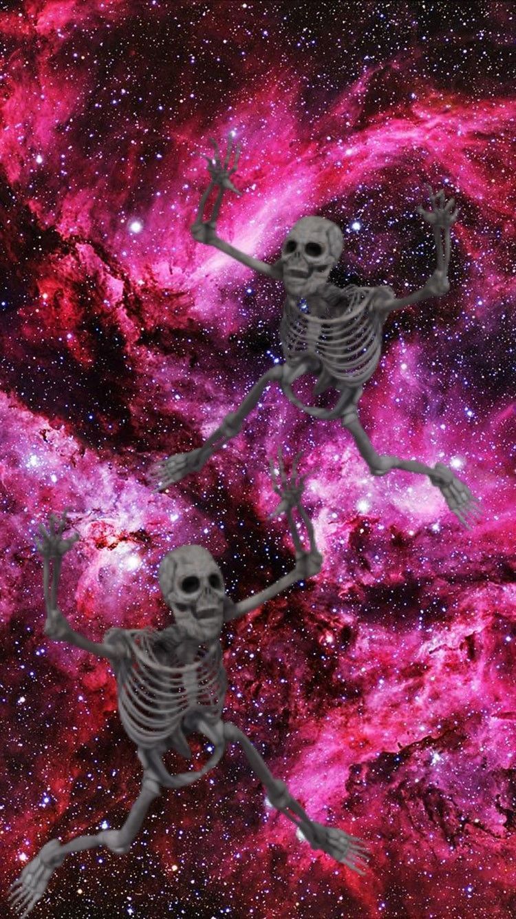750x1334 Pink Grunge skeleton space wallpaper
