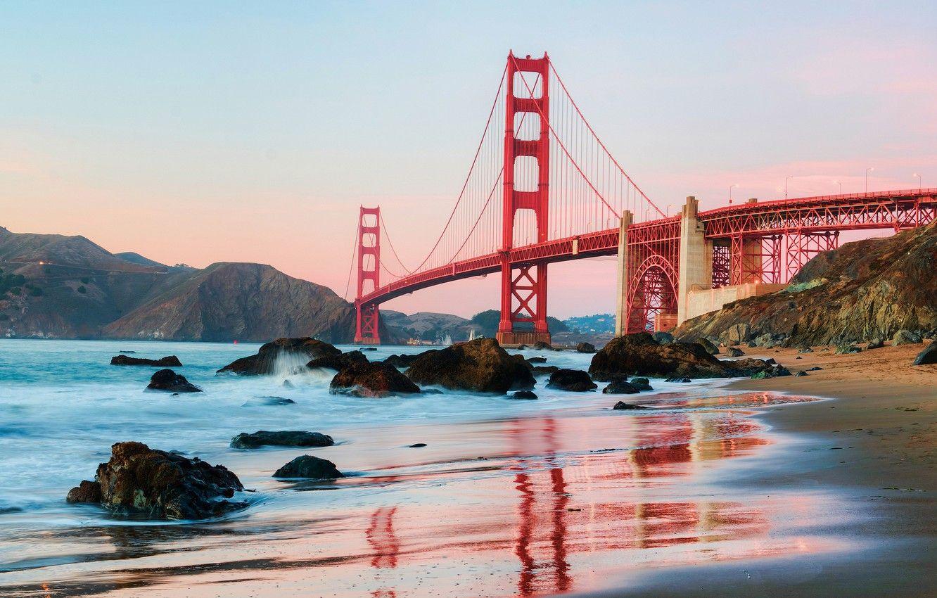 1332x850 Wallpaper beach, water, the city, shore, morning, CA, San