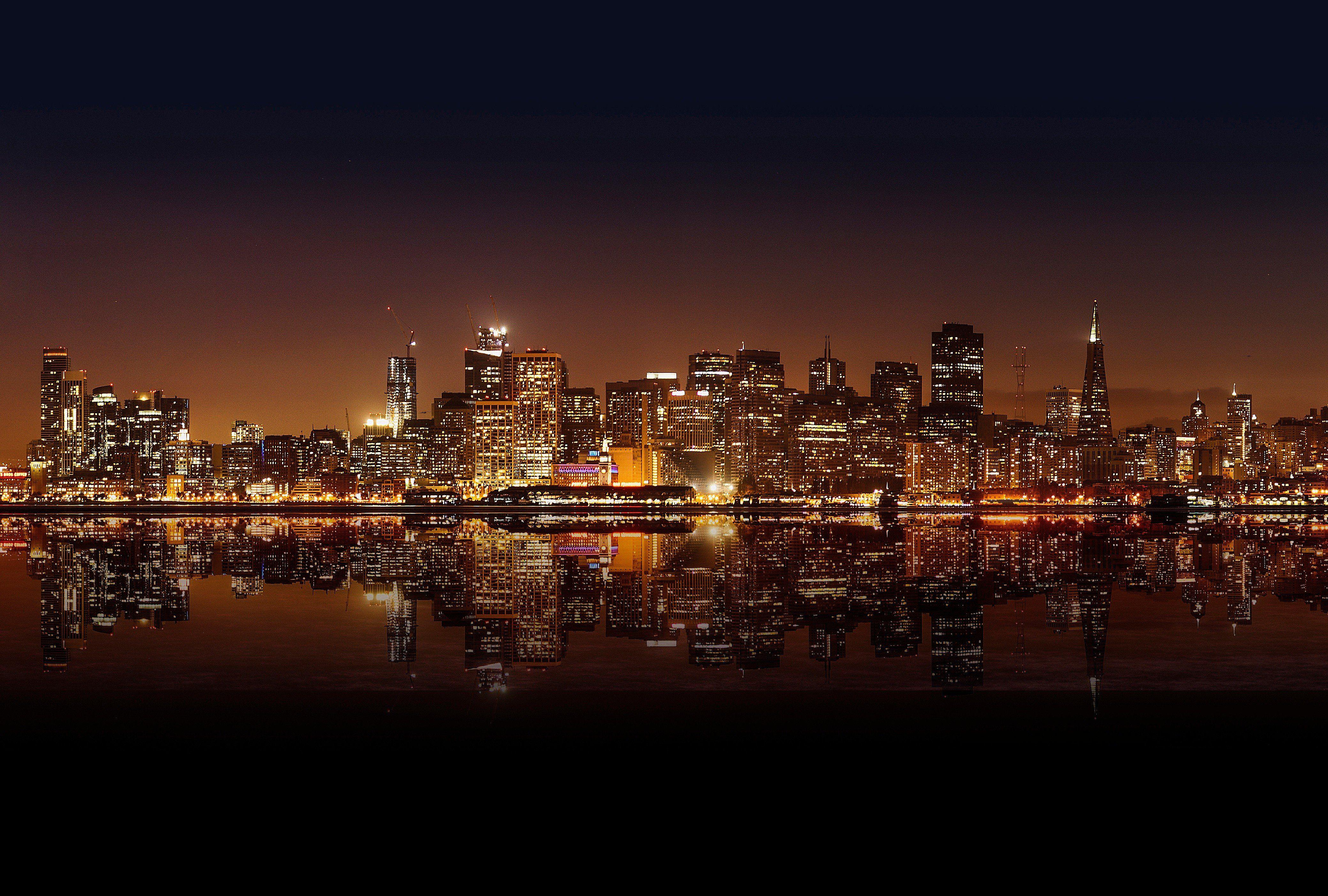 4158x2806 city, Lights, Cityscape, Water, Night, San Francisco HD