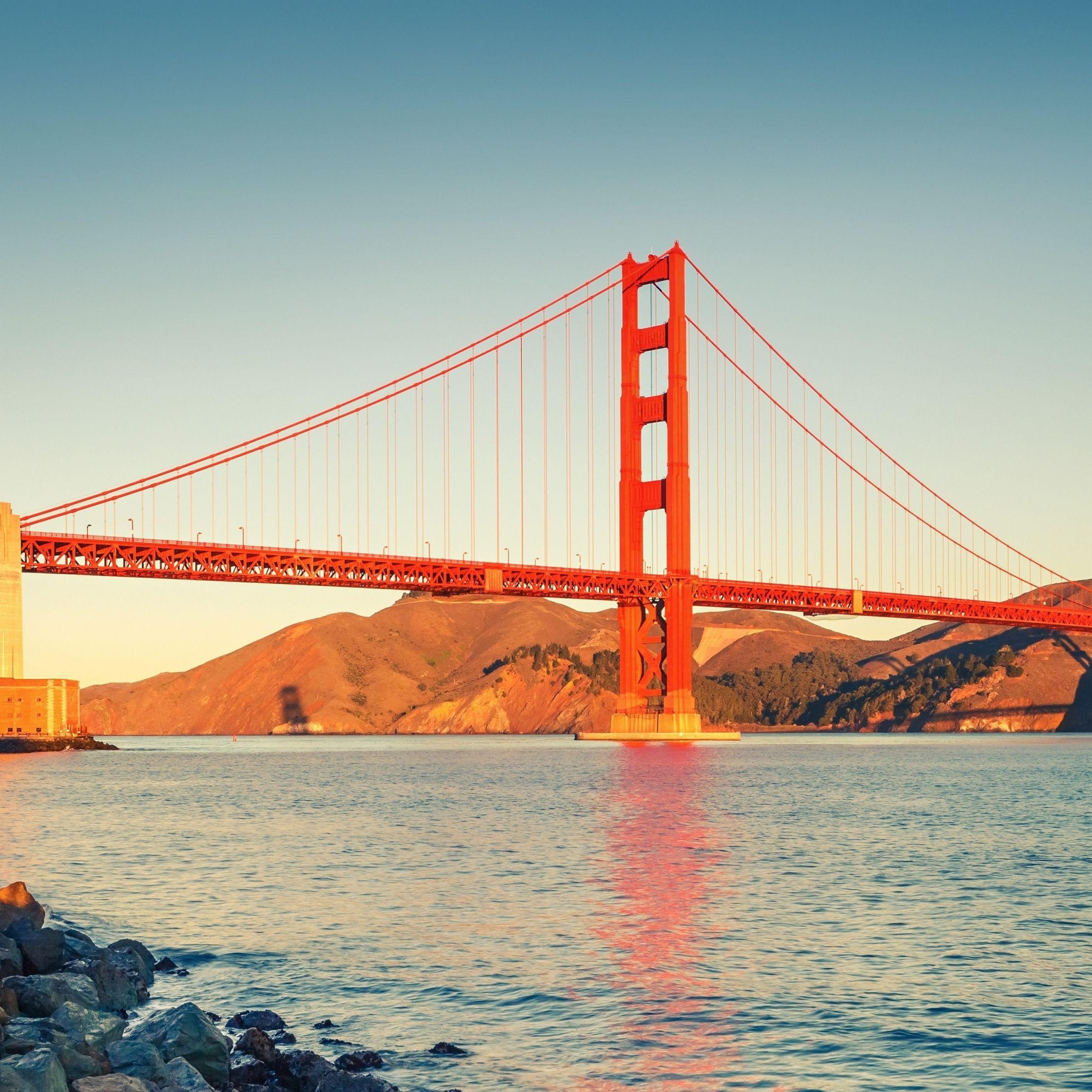 2248x2248 Download 2248x2248 wallpaper bridge, architecture, golden