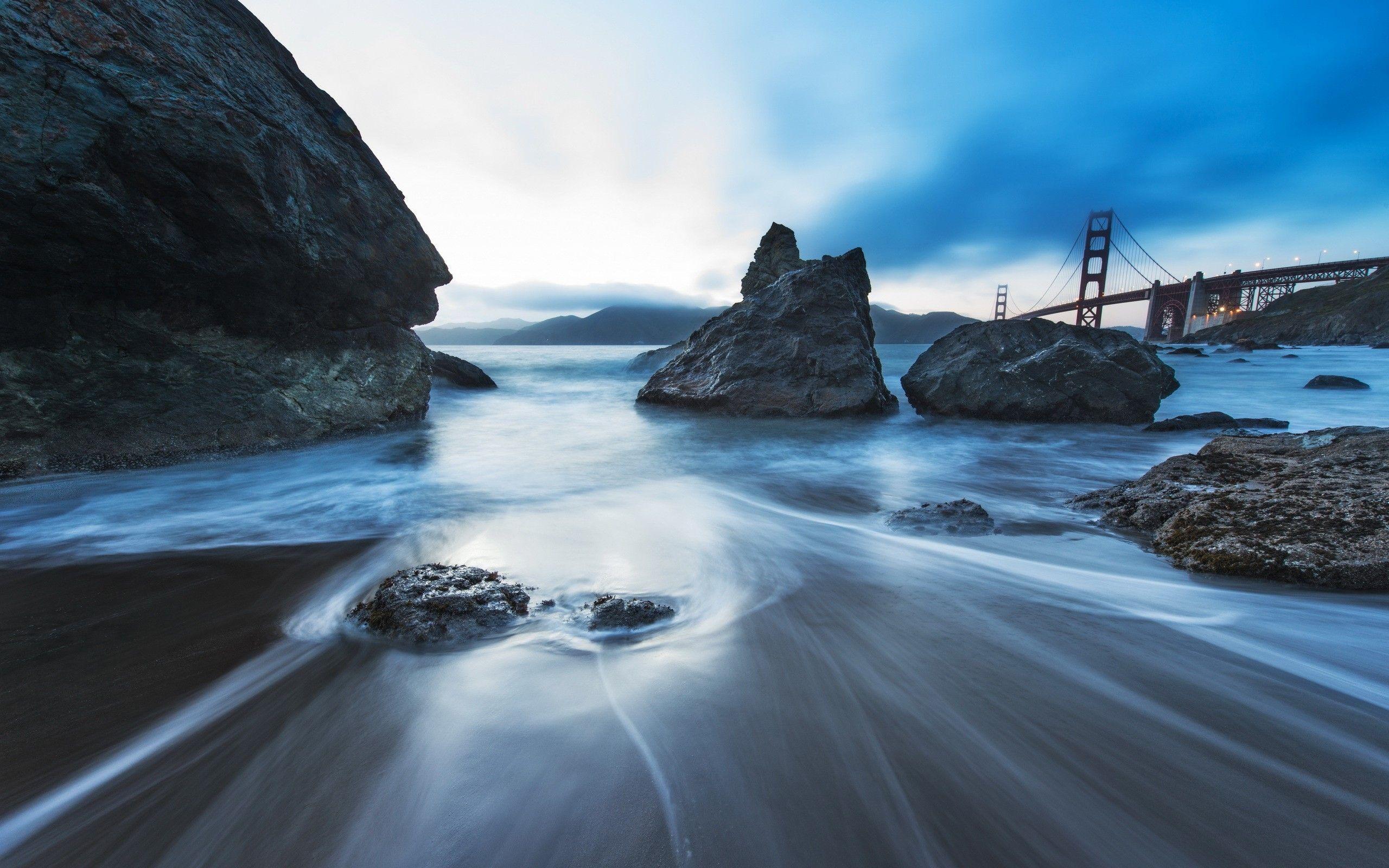2560x1600 Golden Gate Bridge Bridge San Francisco Ocean Beach Rocks
