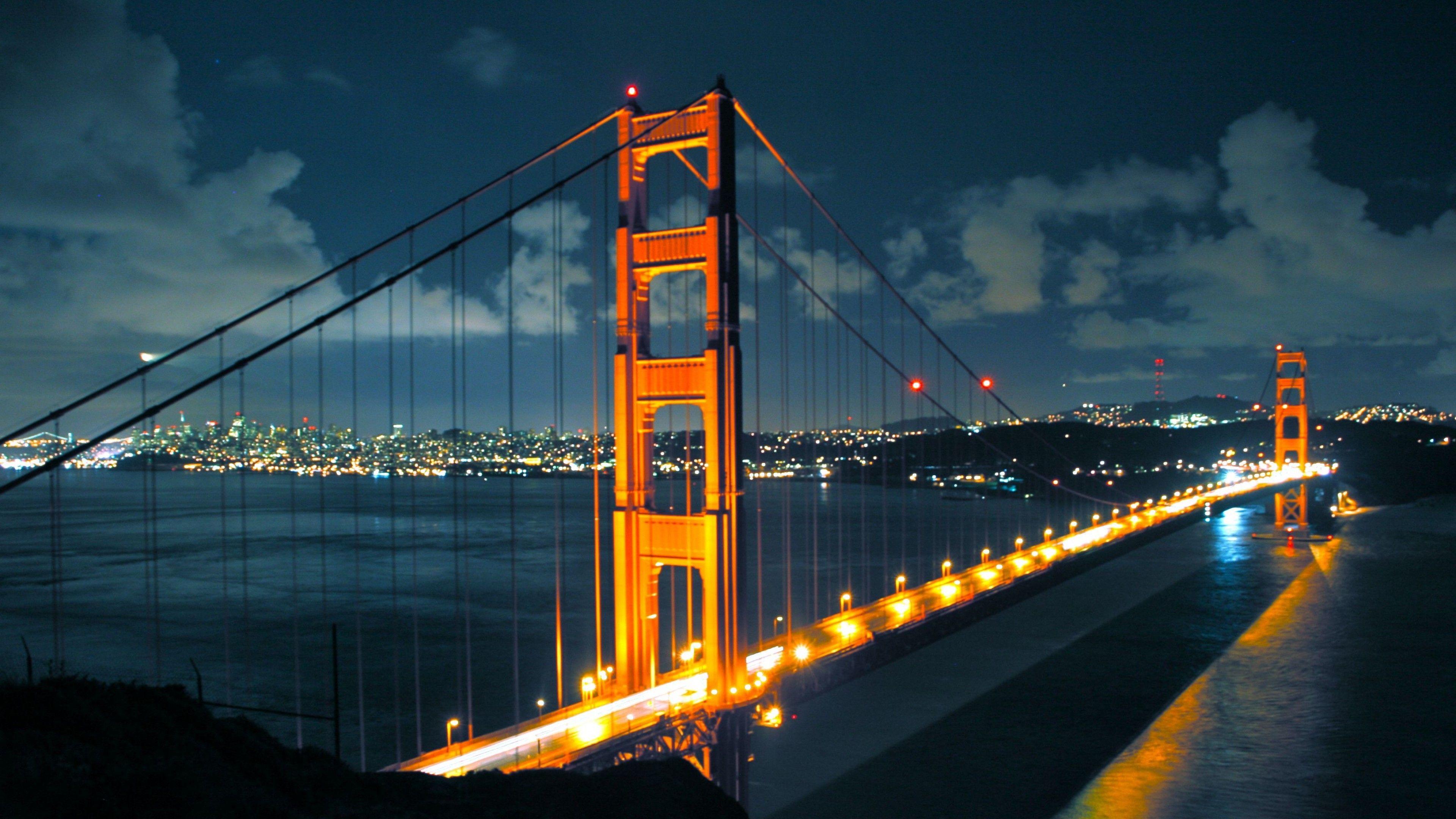 3840x2160 San Francisco Golden Gate Bridge At Night Free Wallpaper