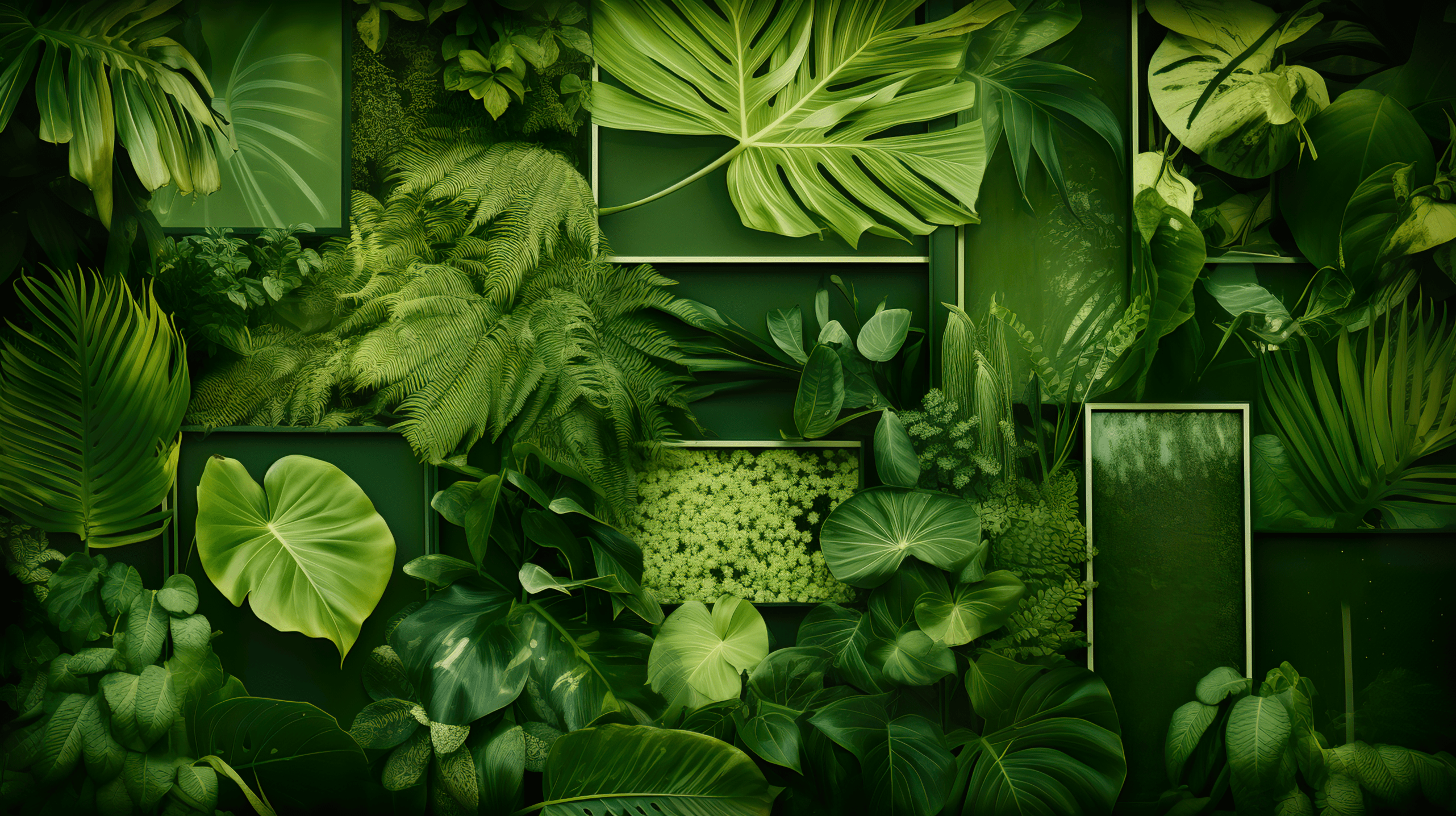 2563x1436 Collage Green Aesthetic HD Wallpaper