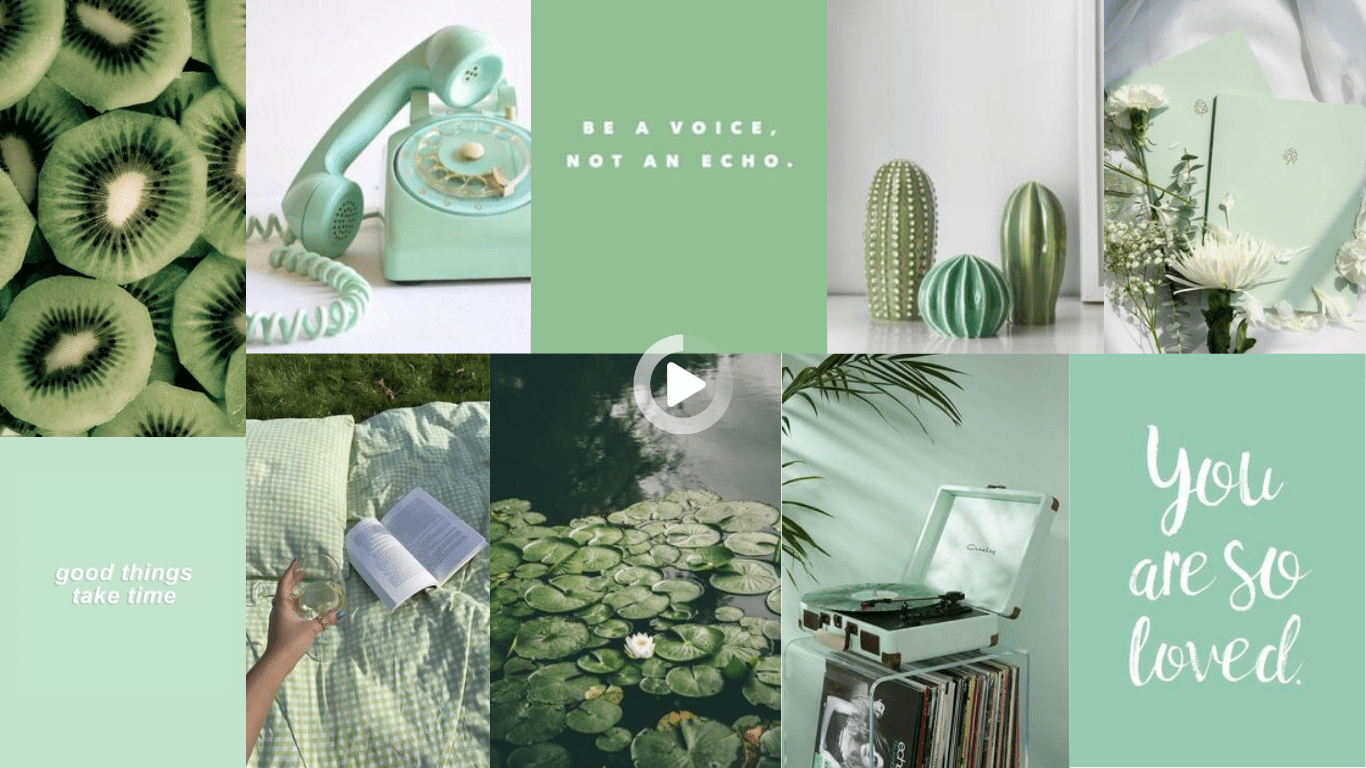 1366x768 Sage Green Collage Wallpaper