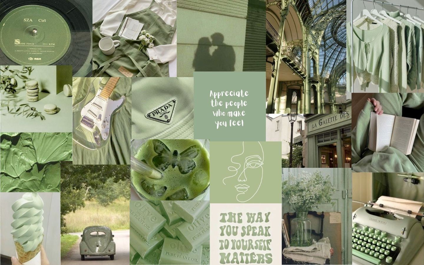 1440x900 green collage Wallpaper
