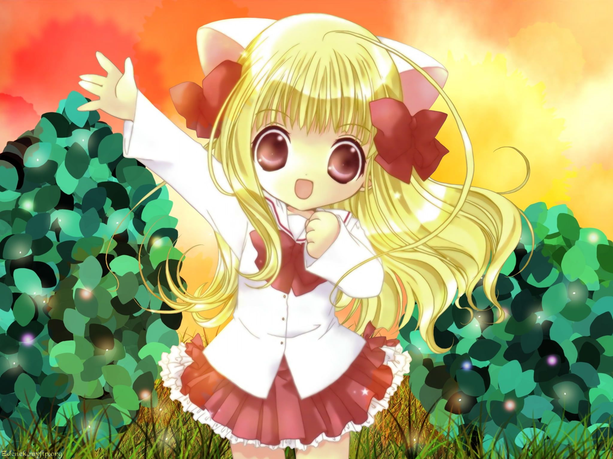 2048x1536 Yellow haired female anime character HD