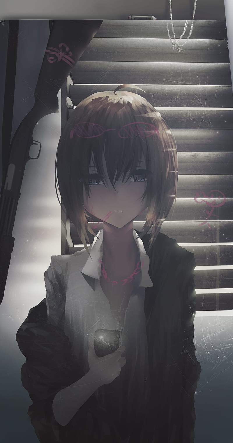 800x1517 Anime, anime girls, rifles, weapon, dark, HD phone wallpaper
