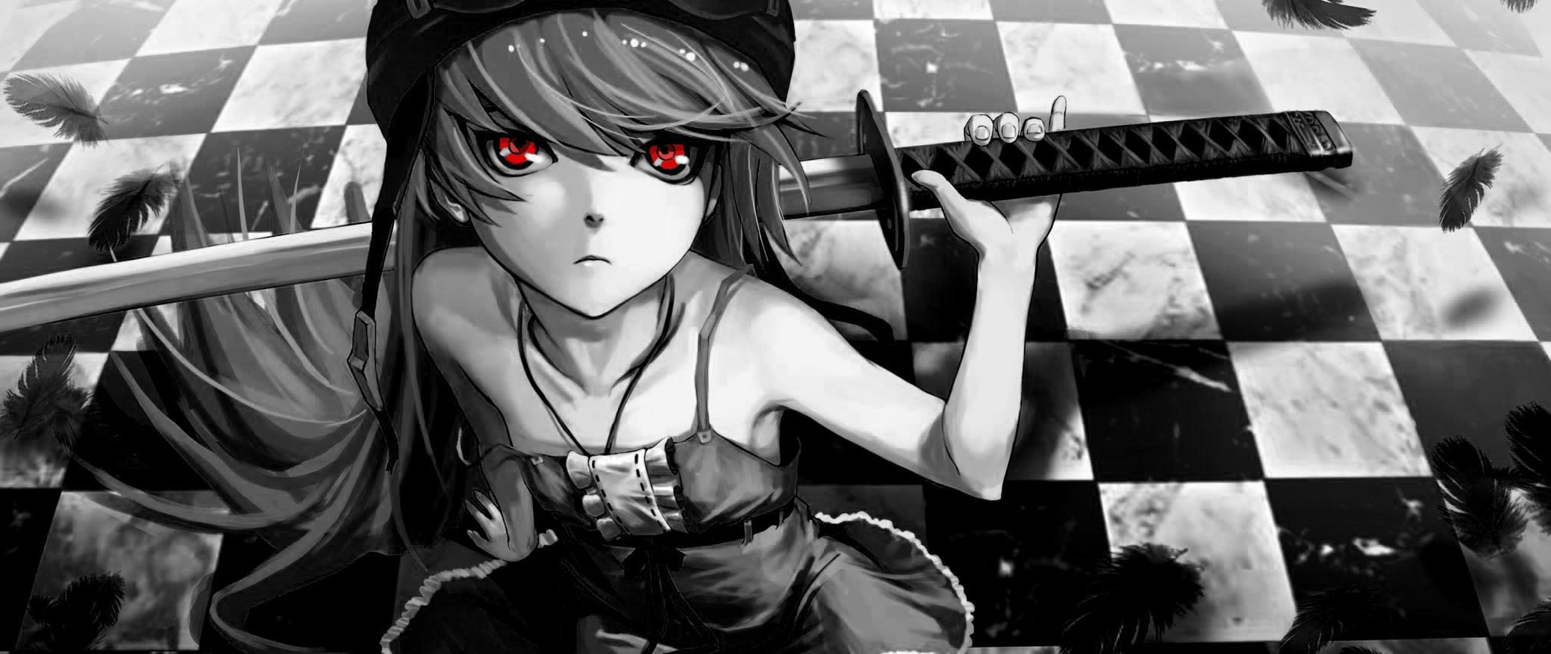 5120x2160 Black Anime Girl 4k Wallpaper