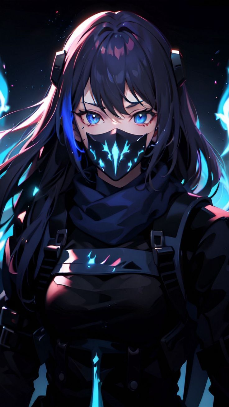 736x1308 free wallpaper 4K girl, mask, ninja