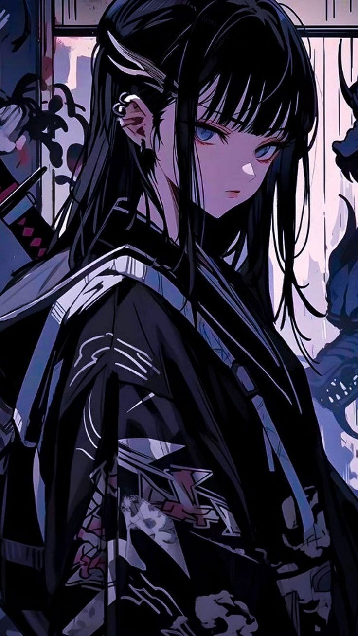 736x1308 free wallpaper 4K girl, kimono, katana