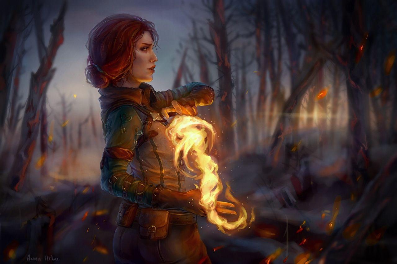 1280x853 Wallpaper The Witcher 3: Wild Hunt Magic Mage wizard Redhead