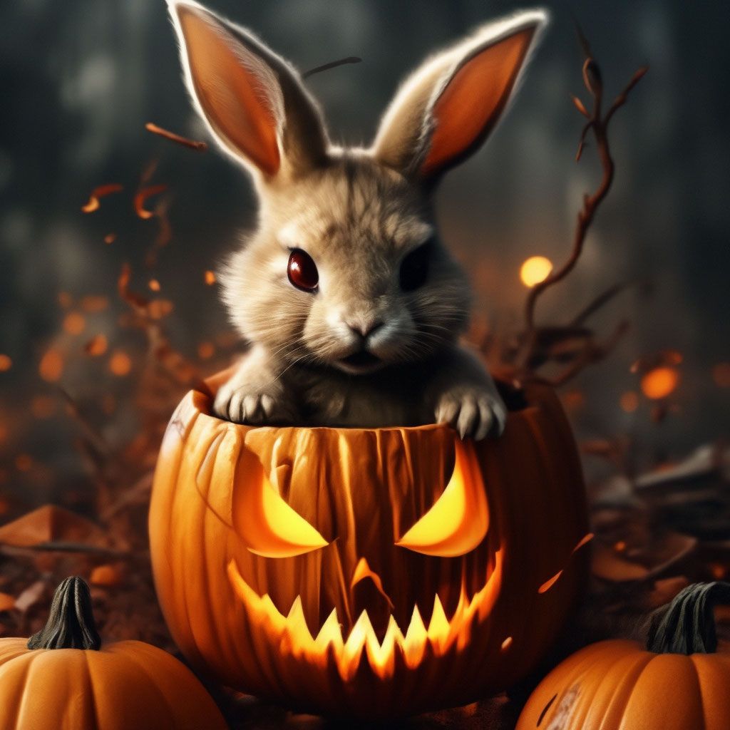 1024x1024 The evil bunny inside the pumpkin