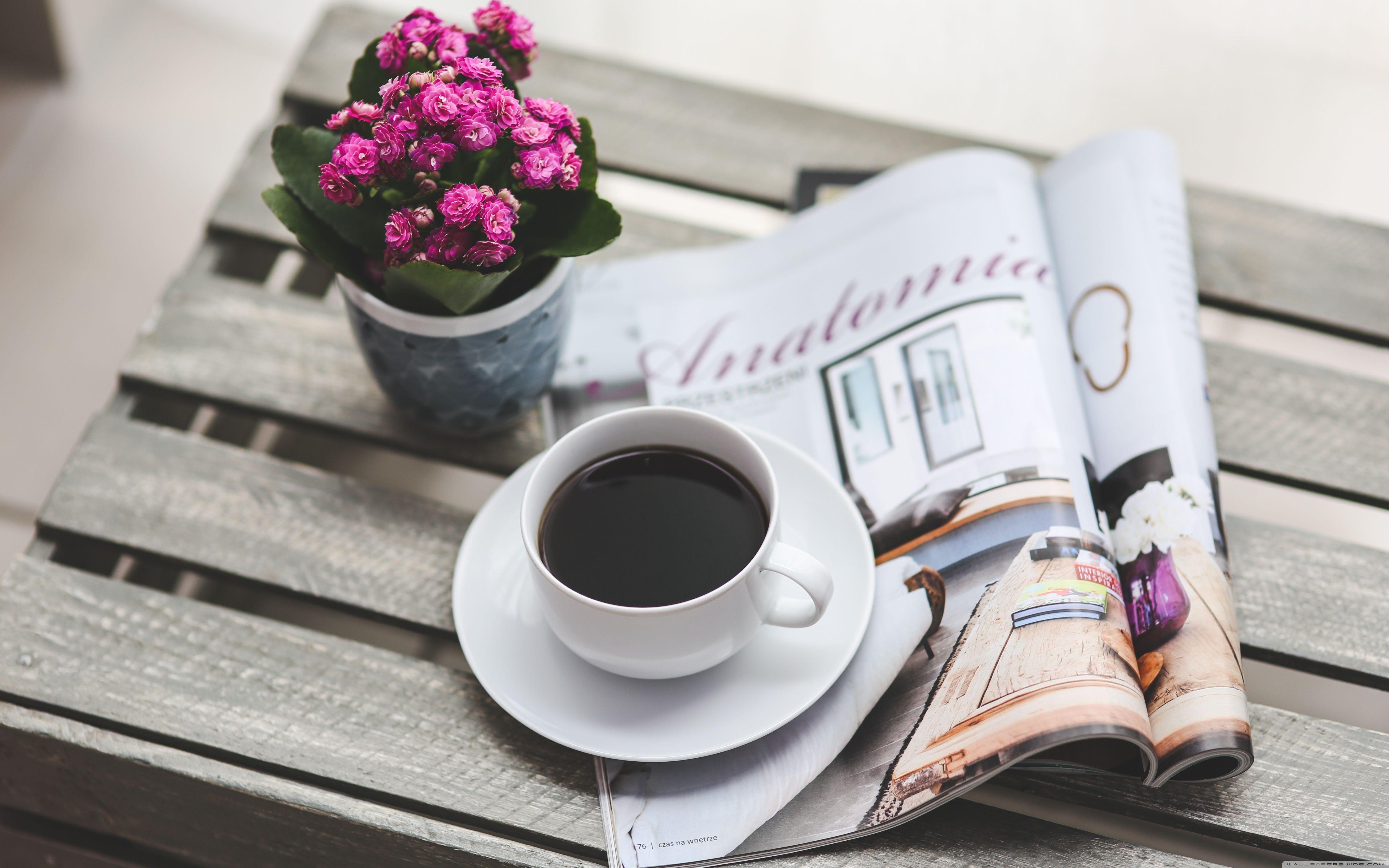 5120x3200 Coffee and Books Wallpaper Free
