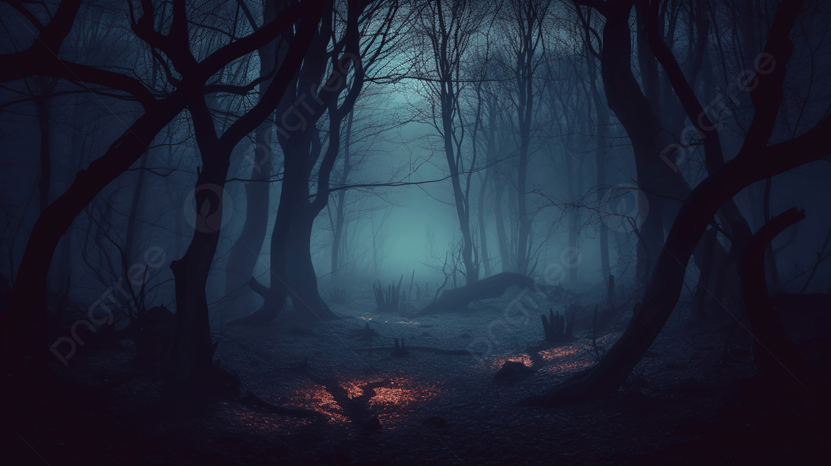1200x673 Spooky Forest At Night 3D Digital