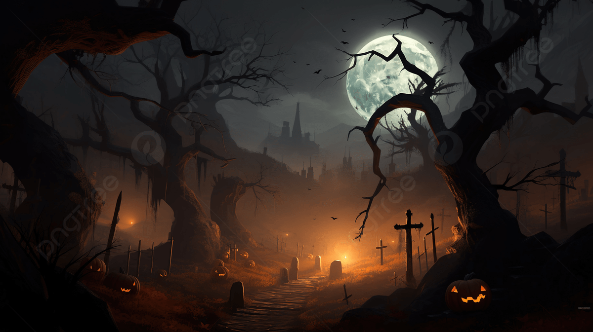 1200x673 The Spooky Forest Scene Is Lit By A