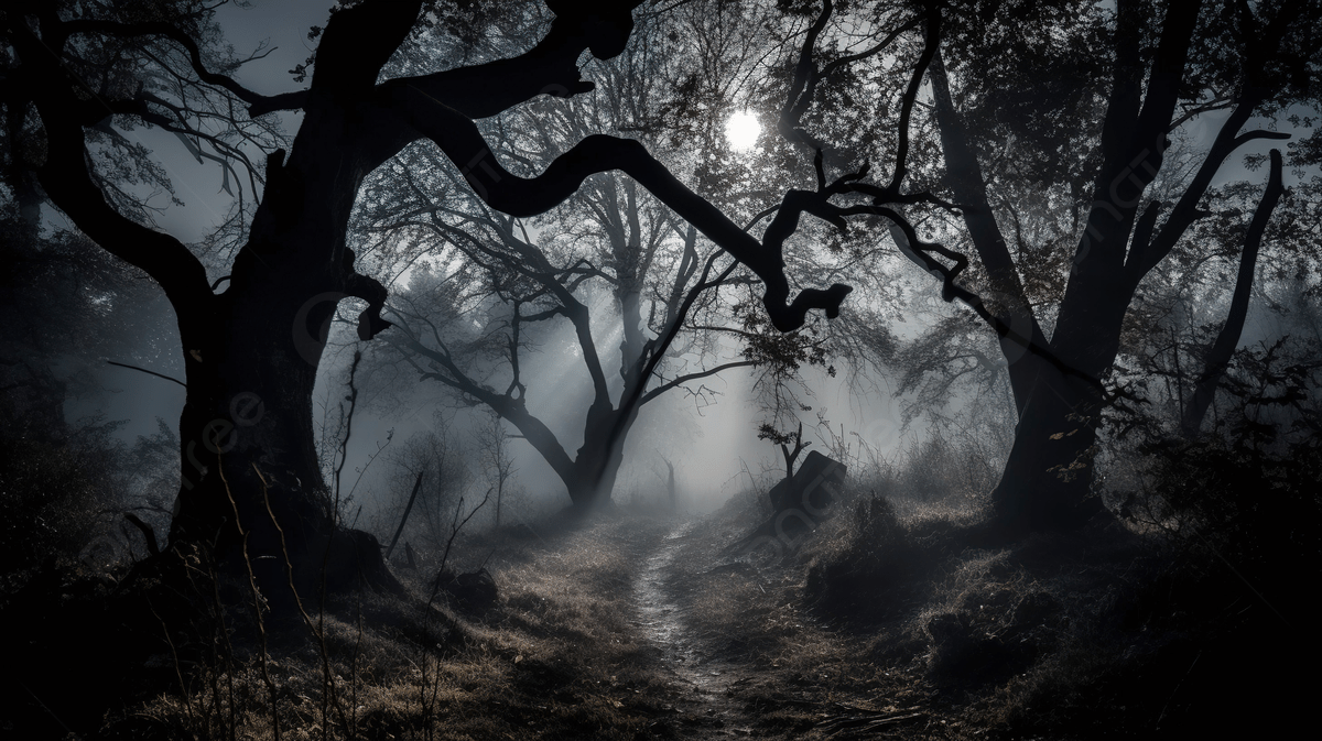 1200x673 Dark Misty Forest Path In The Early