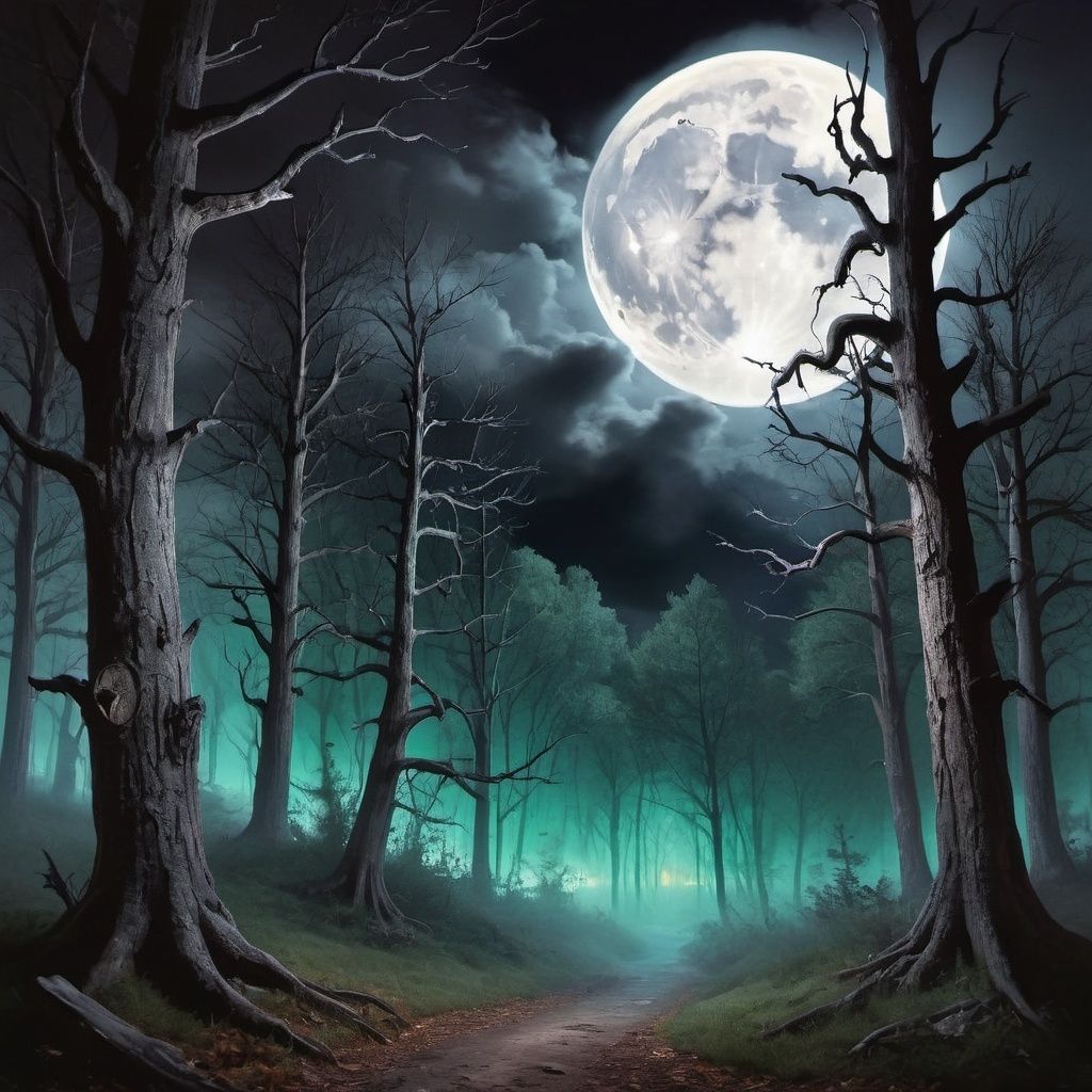 1024x1024 fantasy image of a haunted forest