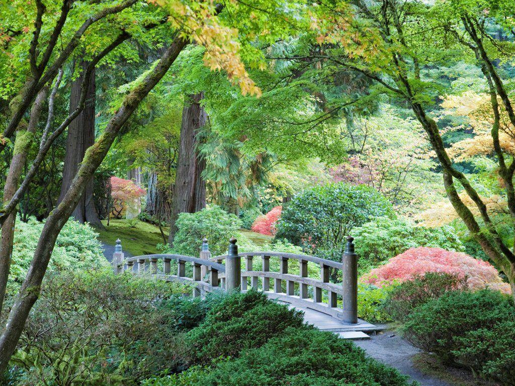 1024x768 Moon Bridge, Portland Japanese Garden, Oregon. Webshots