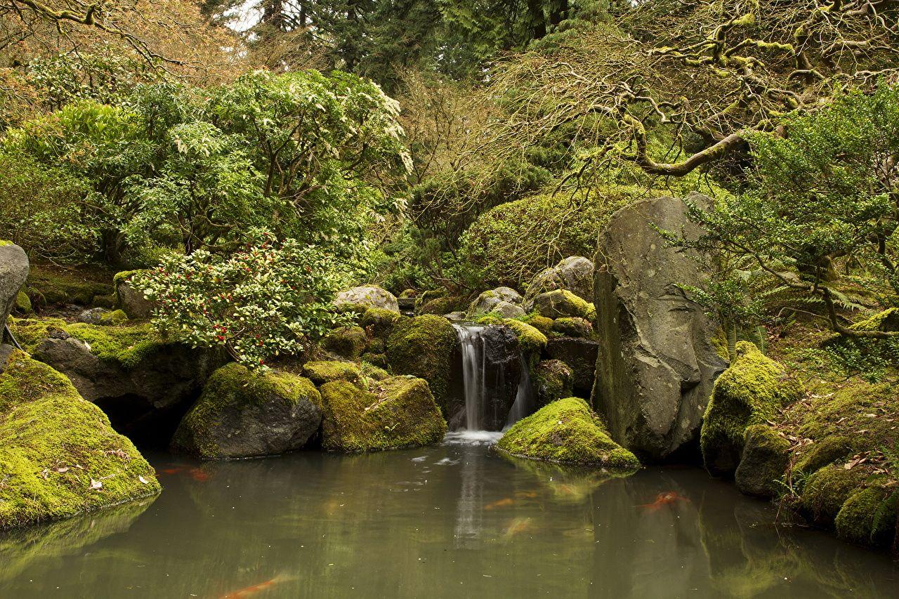 1280x853 Wallpaper USA Portland Japanese Gardens Oregon Nature Waterfalls