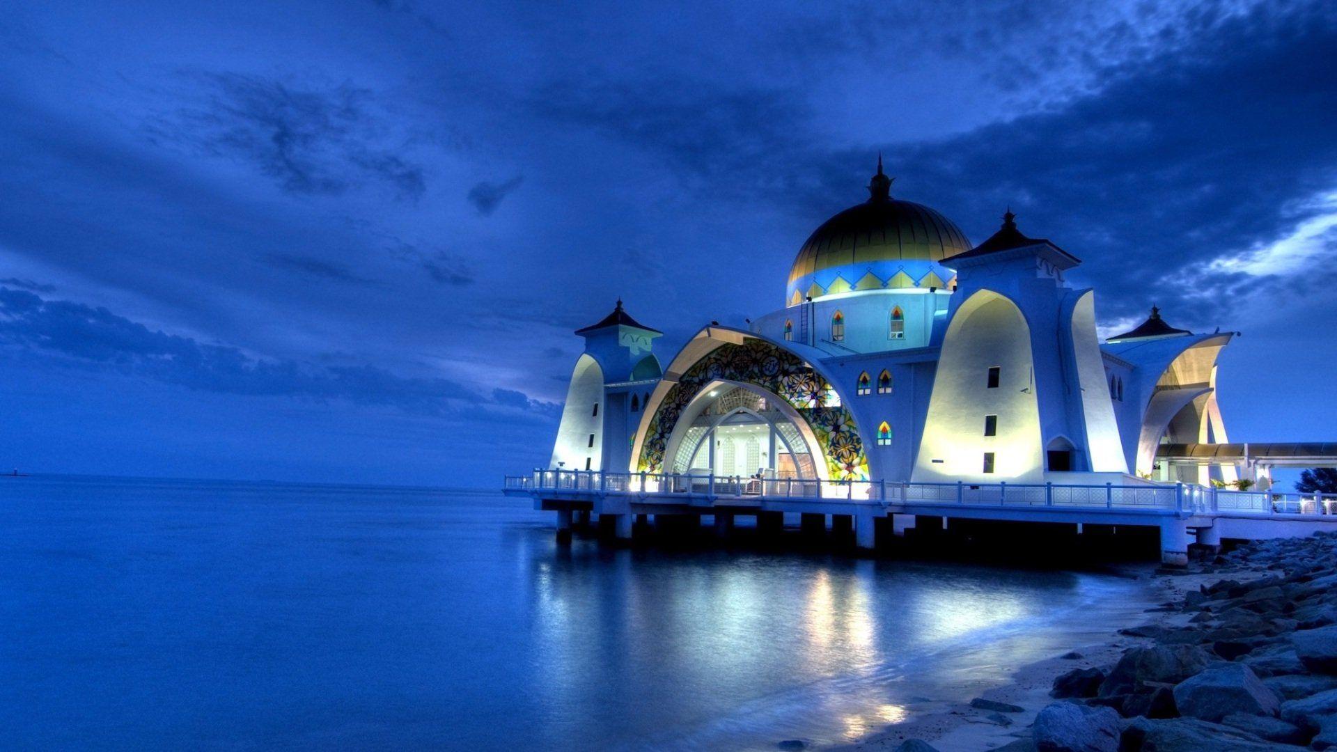 1920x1080 Malacca Straits Mosque HD Wallpaper