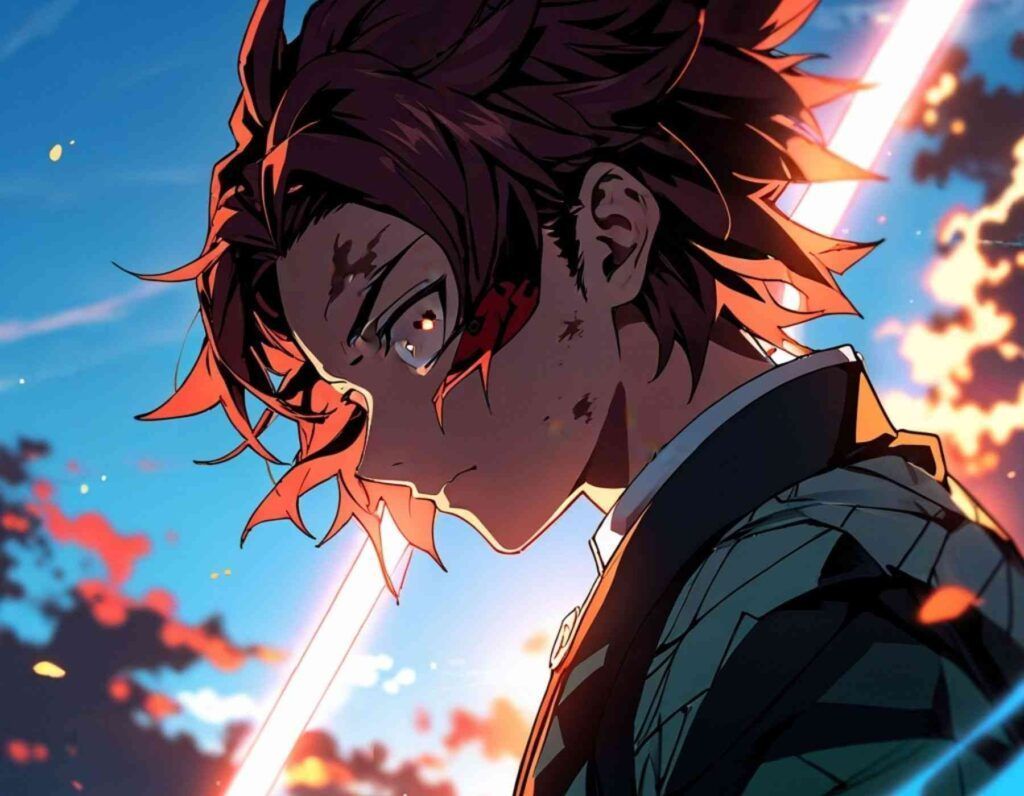 1024x796 HD Tanjiro Black Wallpaper
