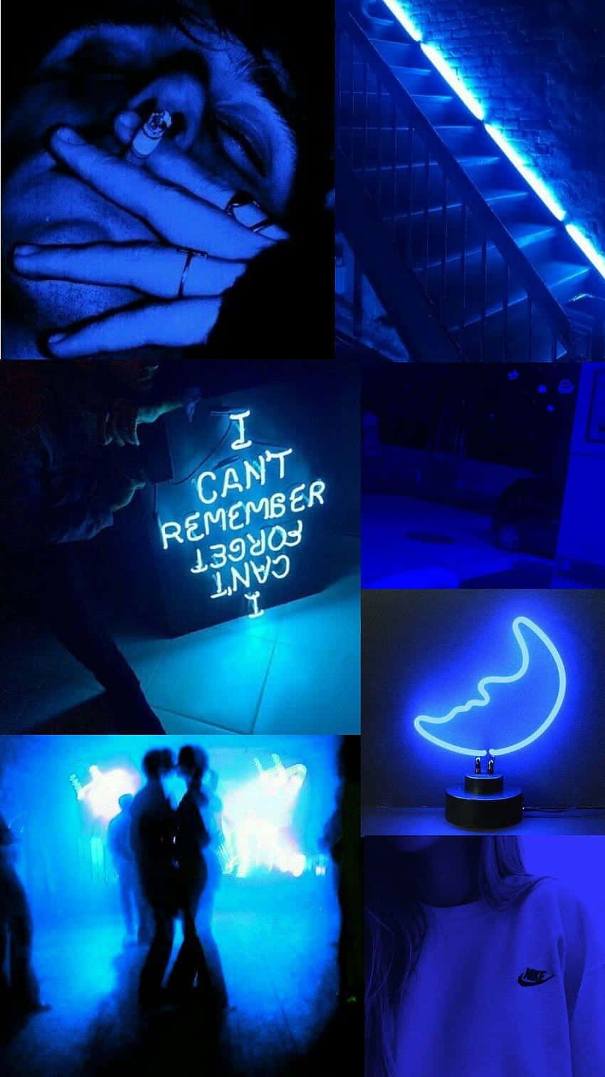 850x1511 Blue Aesthetic Neon Wallpaper