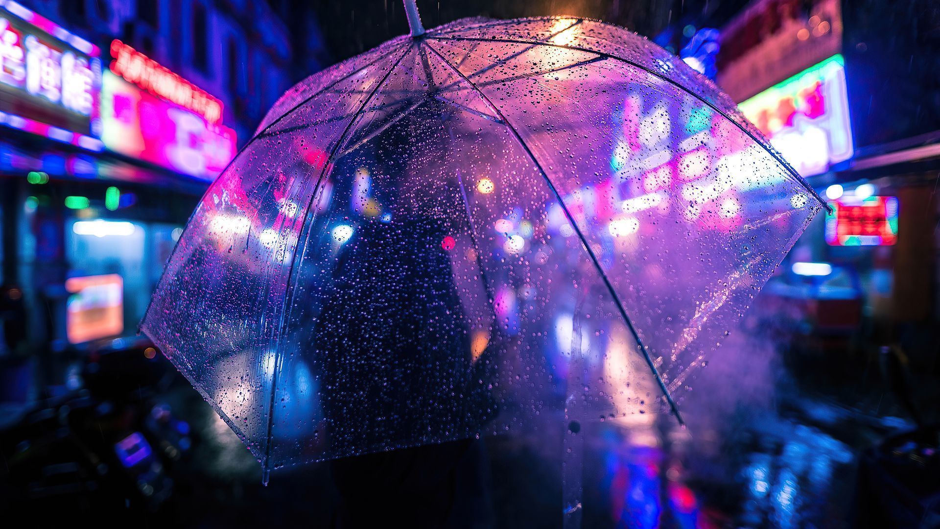 1920x1080 Closeup Umbrella Neon Night abstract