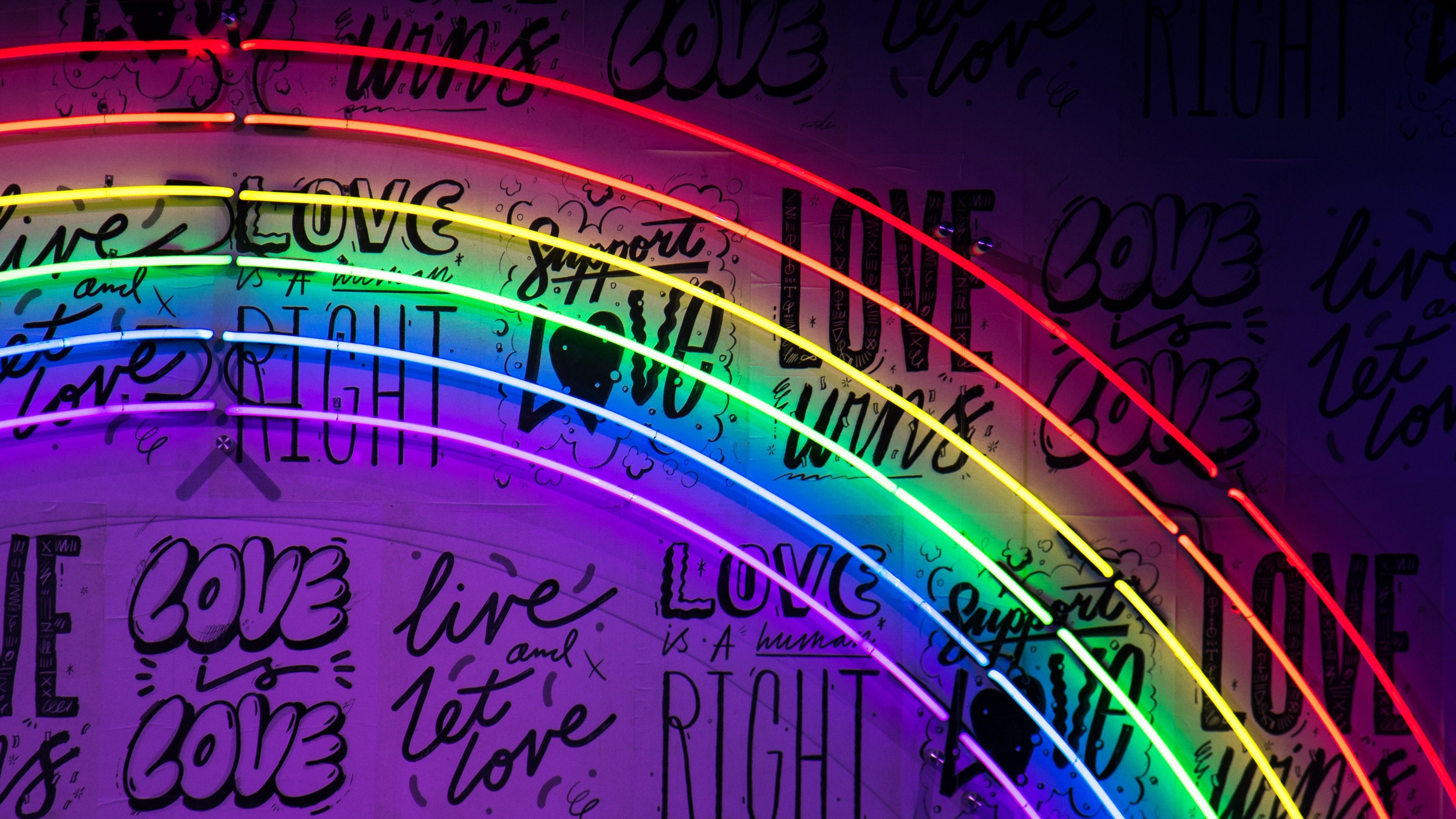 3840x2160 Neon Rainbow 4K Wallpaper. HD